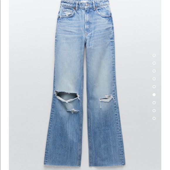 Zara Jeans Zara Wide Leg Full Length Ripped Jeans Poshmark
